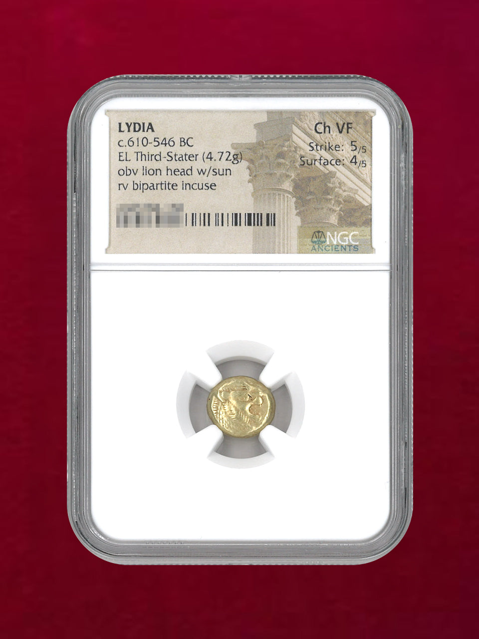 [Kingdom of Lydia] c.610-546BC EL Third-Stater (4.72g) NGC Ch VF 5/5 4/5 [A-0000129]