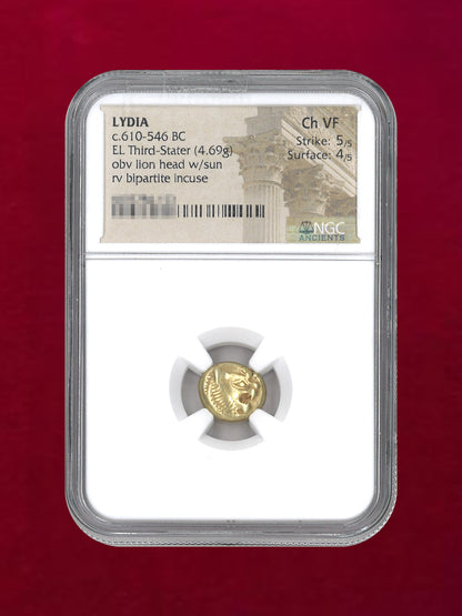 [Kingdom of Lydia] c.610-546BC EL Third-Stater(4.69g) NGC Ch VF 5/5 4/5 [A-0000130]