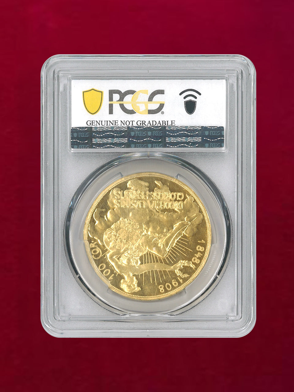 【オーストリア】100クローネ 金貨 1908 PCGS PR Genuine Devices Outlined-UNC Detail［A-0000131］