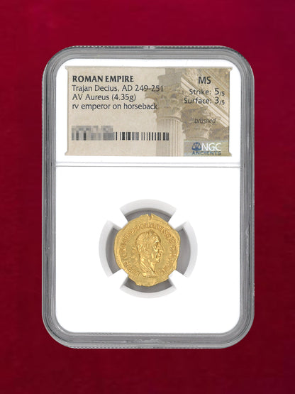 [Roman Empire] Trajan Decius, AD249-251 AV Aureus (4.35g) NGC MS 5/5 3/5 brushed [A-0000135]