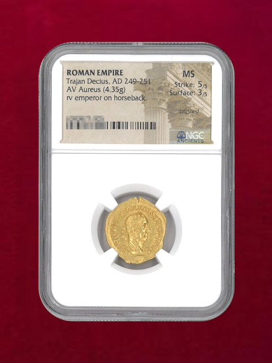 【ローマ帝国】Trajan Decius, AD249-251 AV Aureus(4.35g) NGC MS 5/5 3/5 brushed［A-0000135］