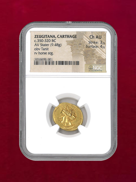 【ゾイジターナ・カルタゴ】c.350-320BC AV Stater(9.48g) NGC Ch AU 3/5 4/5［A-0000136］