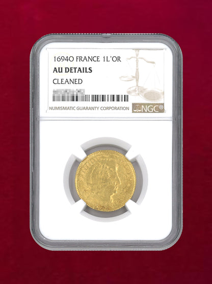 【フランス】ルイドール 金貨 1694O NGC AU DETAILS CLEANED［A-0000139］