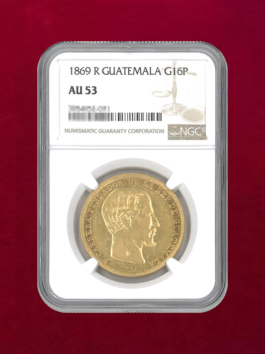 【グアテマラ】10ペソ 金貨 1869R NGC AU 53［A-0000146］