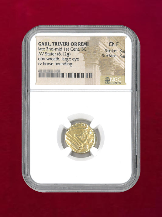 【ガリア・トレヴェレールあるいはレミ】late 2nd-mid 1st Cent. BC AV Stater(6.12g) NGC Ch F 3/5 3/5［A-0000148］