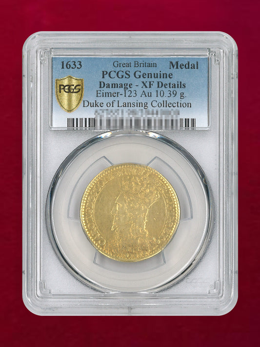 【イギリス】Duke of Lansing Collection 金製メダル 1633 PCGS Genuine Damege-XF Details［A-0000219］