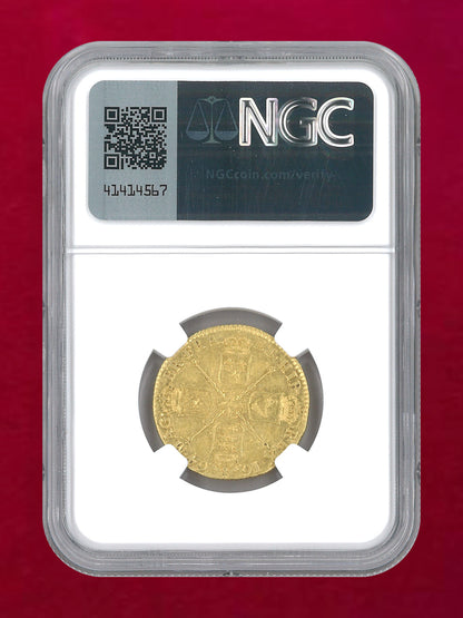 【イギリス】ELEPHANT CHARLES II ギニー 金貨 1664 NGC AU DETAILS CLEANED［A-0000220］