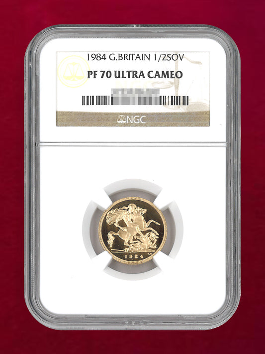 【イギリス】1/2ソブリン 金貨 プルーフ 1984 NGC PF70 ULTRA CAMEO［A-0000223］