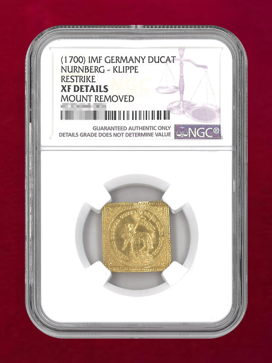 【ドイツ・ニュンベルク】ラムダカット 金貨 クリッペタイプ 1700銘 リストライク NGC XF DETAILS MOUNT REMOVED［A-0000224］