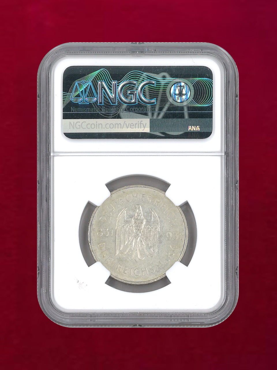 ドイツ・ワイマール共和国】3マルク 銀貨 1931A KARL VON STEIN NGC