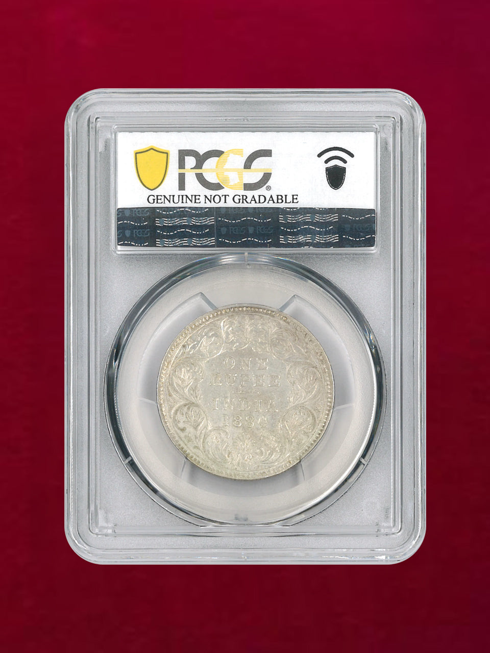 イギリス領インド】ルピー 銀貨 1884B PCGS Genuine Cleaning-AU