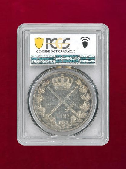 【ドイツ・ザクセン・コーブルク・ゴータ】ターラー銀貨 1827 PCGS Genuine Cleaned-AU Detail［B-0000148］