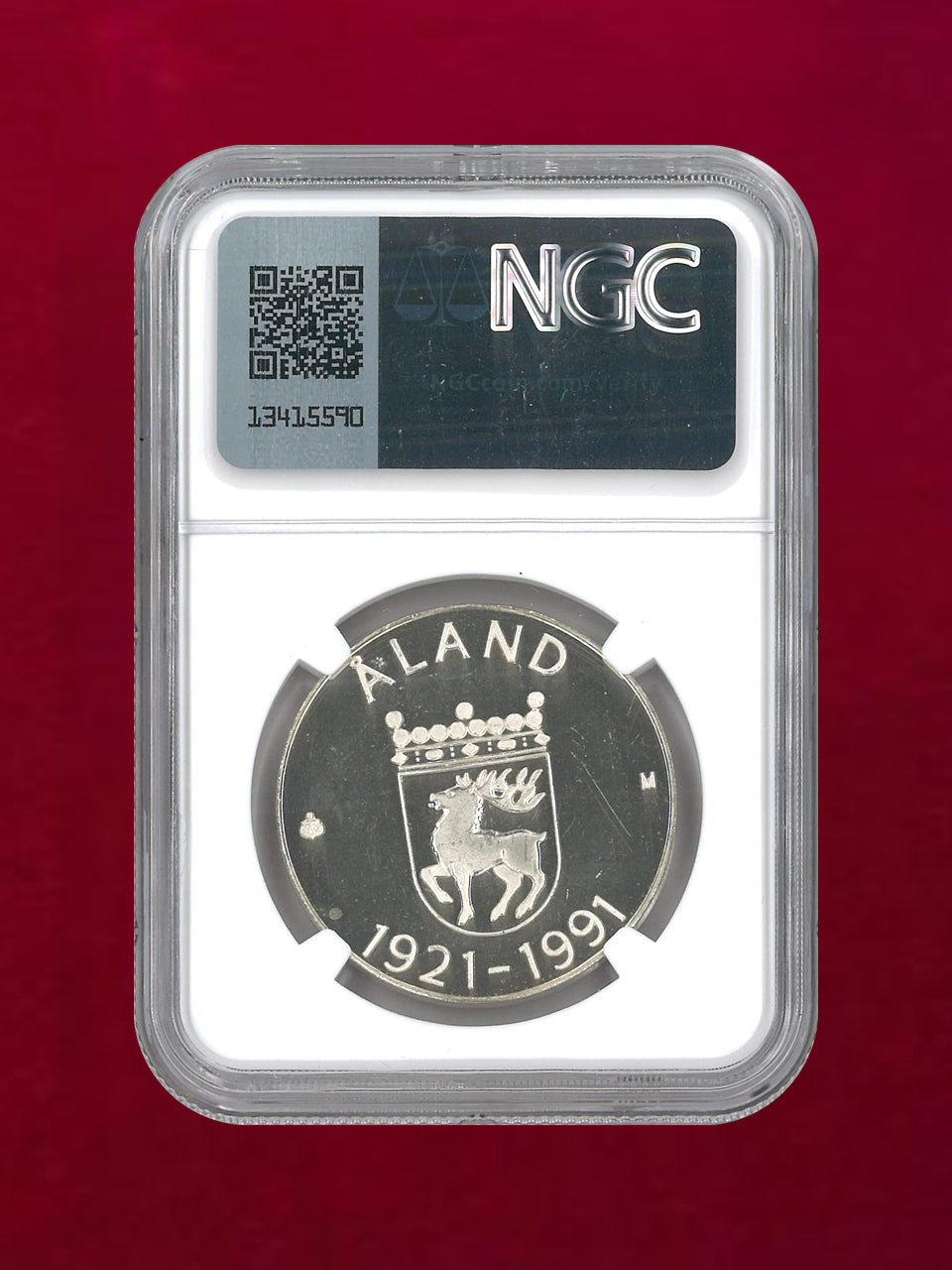 【フィンランド】100マルカ銀貨 ALAND AUTONOMY ANNIV. 1991 NGC PF 66 ULTRA CAMEO［B-0000164］