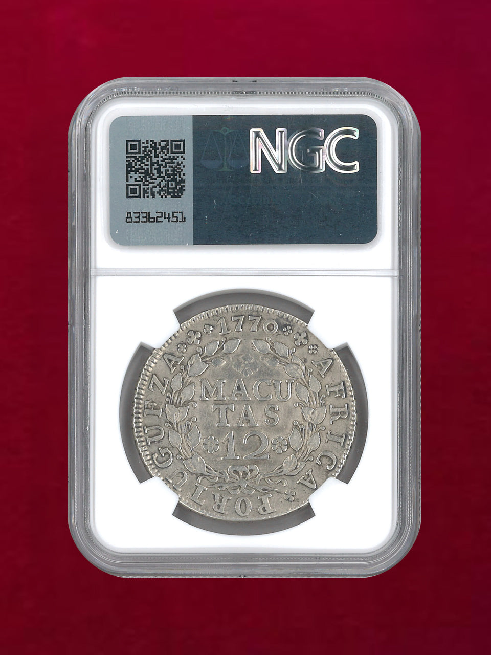 [Angola] 12 Maktas Silver Coin 1770 NGC XF DETAILS HARSHLY CLEANED [B-0000167]