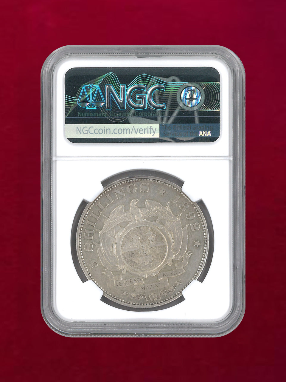 【南アフリカ】5シリング 銀貨 DOUBLE SHAFT 1892 NGC AU DETAILS OBV RIM FILED[B-00001 ...
