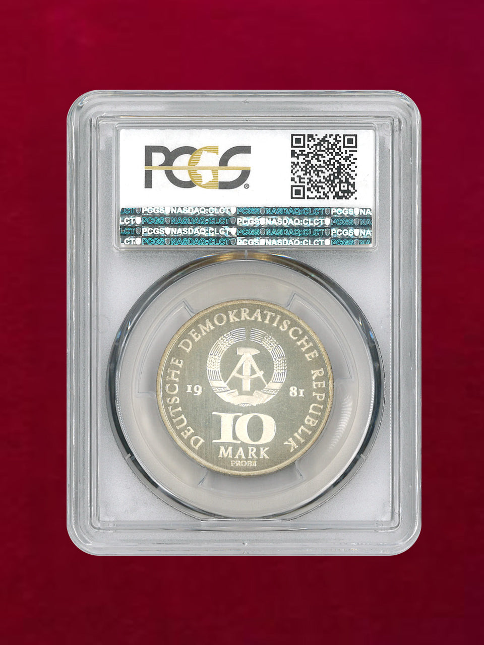 東ドイツ】10マルク 銀貨 Probe 1981 PCGS SP67［B-0000175