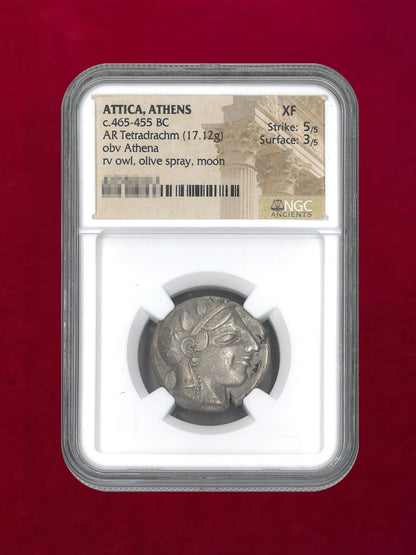 【アッティカ・アテネ】c.465-455BC AR Tftradrachm(17.12g) NGC XF 5/5 3/5［B-0000181］