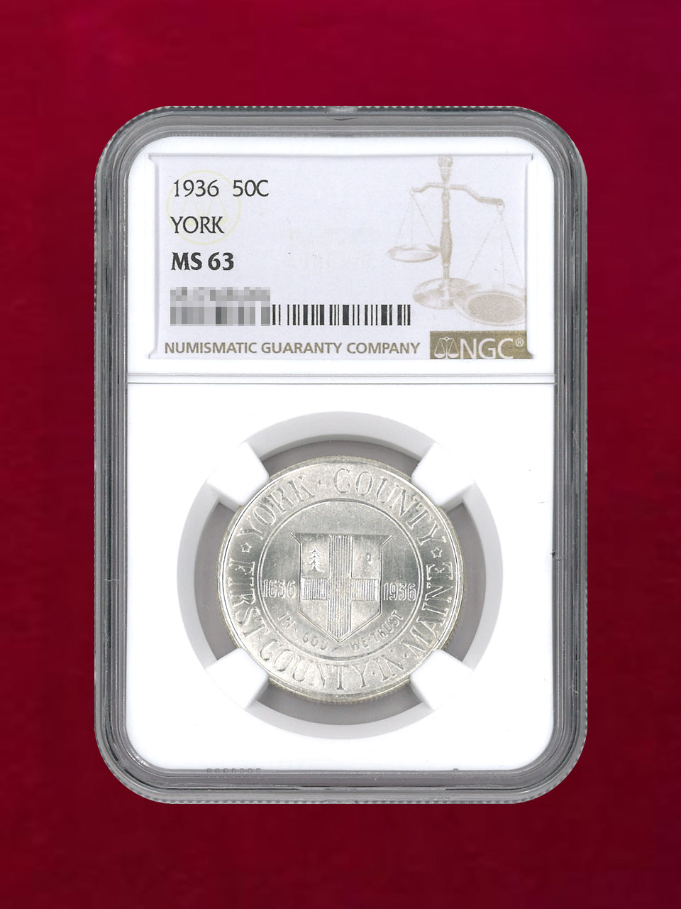 [USA] 50 cent silver coin YORK 1936 NGC MS 63 [B-0000198]