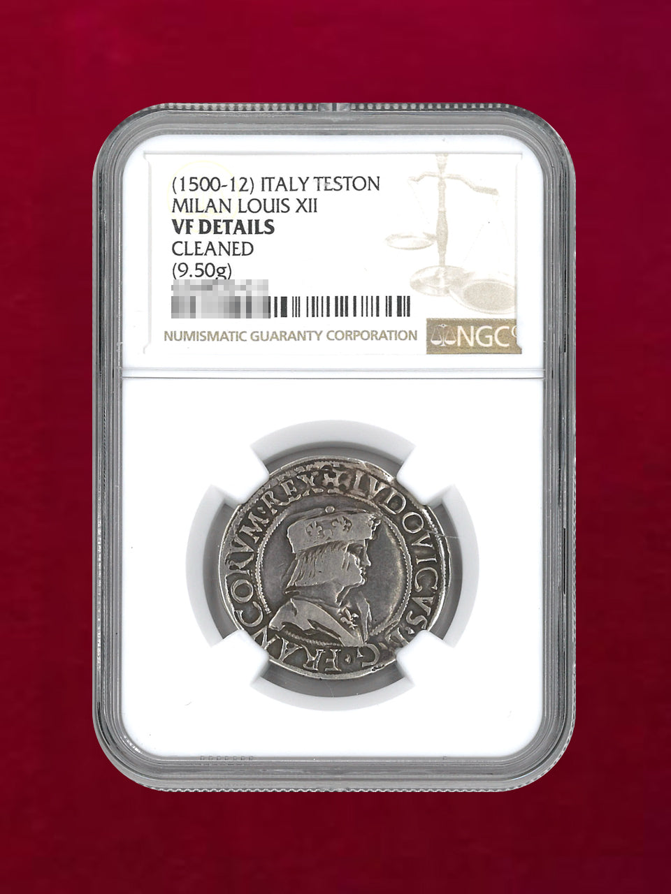 [Milan, Italy] Teston Silver Coin MILAN LOUIS XII NGC VF DETAILS CLEANED (9.50g) [B-0000205]