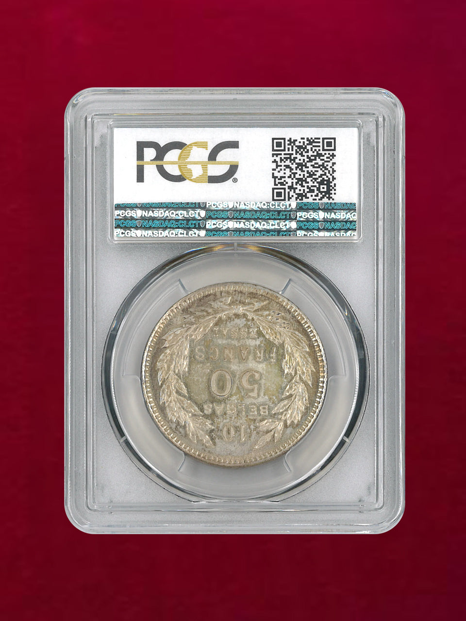 ベルギー】50フラン 銀貨 Essai 1933 PCGS SP63［C-0000217