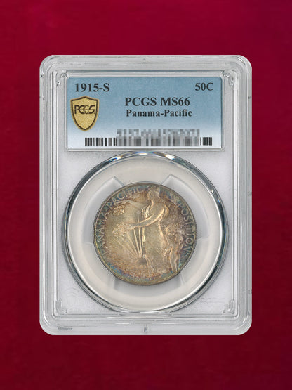 【アメリカ】50セント 銀貨 Panama-Pacific 1915S PCGS MS66［B-0000227］