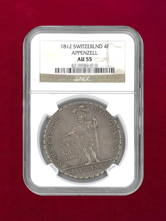 [Appenzell, Switzerland] 4 Franc Silver Coin APPENZELL 1812 NGC AU 55 [B-0000266]