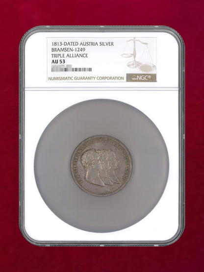 [Austria] Anti-Napoleonic Triple Alliance Silver Medal 1813 NGC AU 53 [B-0000450]