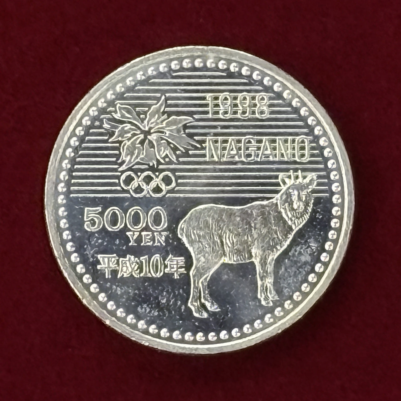 【日本】長野オリンピック冬季競技大会記念 5000円 銀貨 3次 パラリンピック滑降 平成10(1998)［B-0000458］