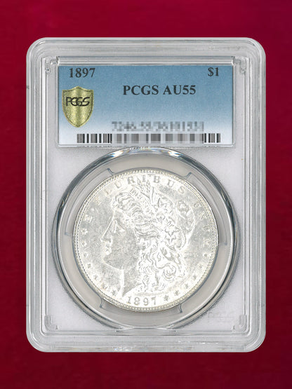 【アメリカ】1ドル 銀貨 モルガンダラー 1897 PCGS AU55［B-0000459］