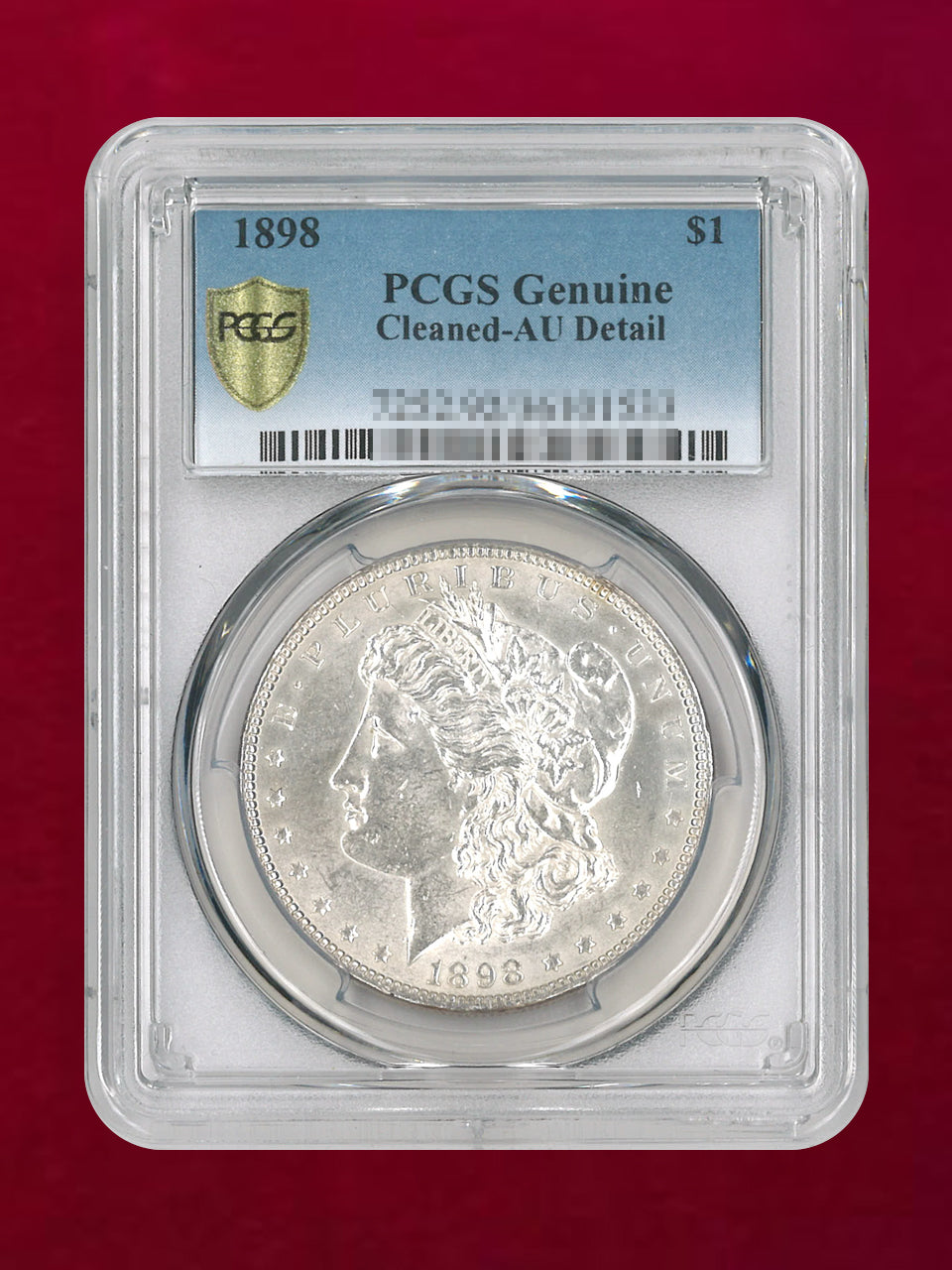 【アメリカ】1ドル 銀貨 モルガンダラー 1898 PCGS Genuine Cleaned-AU Detail［B-0000466］