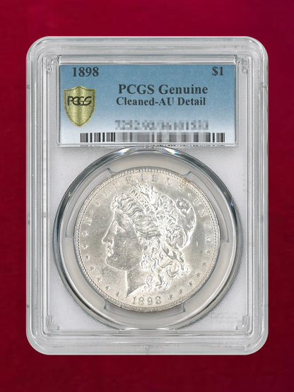【アメリカ】1ドル 銀貨 モルガンダラー 1898 PCGS Genuine Cleaned-AU Detail［B-0000466］