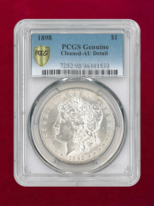 【アメリカ】1ドル 銀貨 モルガンダラー 1898 PCGS Genuine Cleaned-AU Detail［B-0000466］