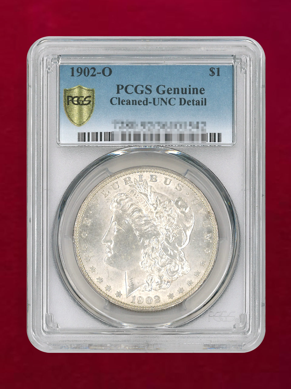 【アメリカ】1ドル 銀貨 モルガンダラー 1902O PCGS Genuine Cleaned-UNC Detail［B-0000468］