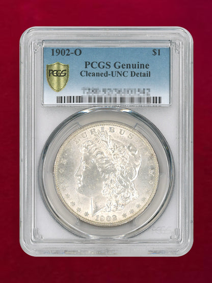 【アメリカ】1ドル 銀貨 モルガンダラー 1902O PCGS Genuine Cleaned-UNC Detail［B-0000468］