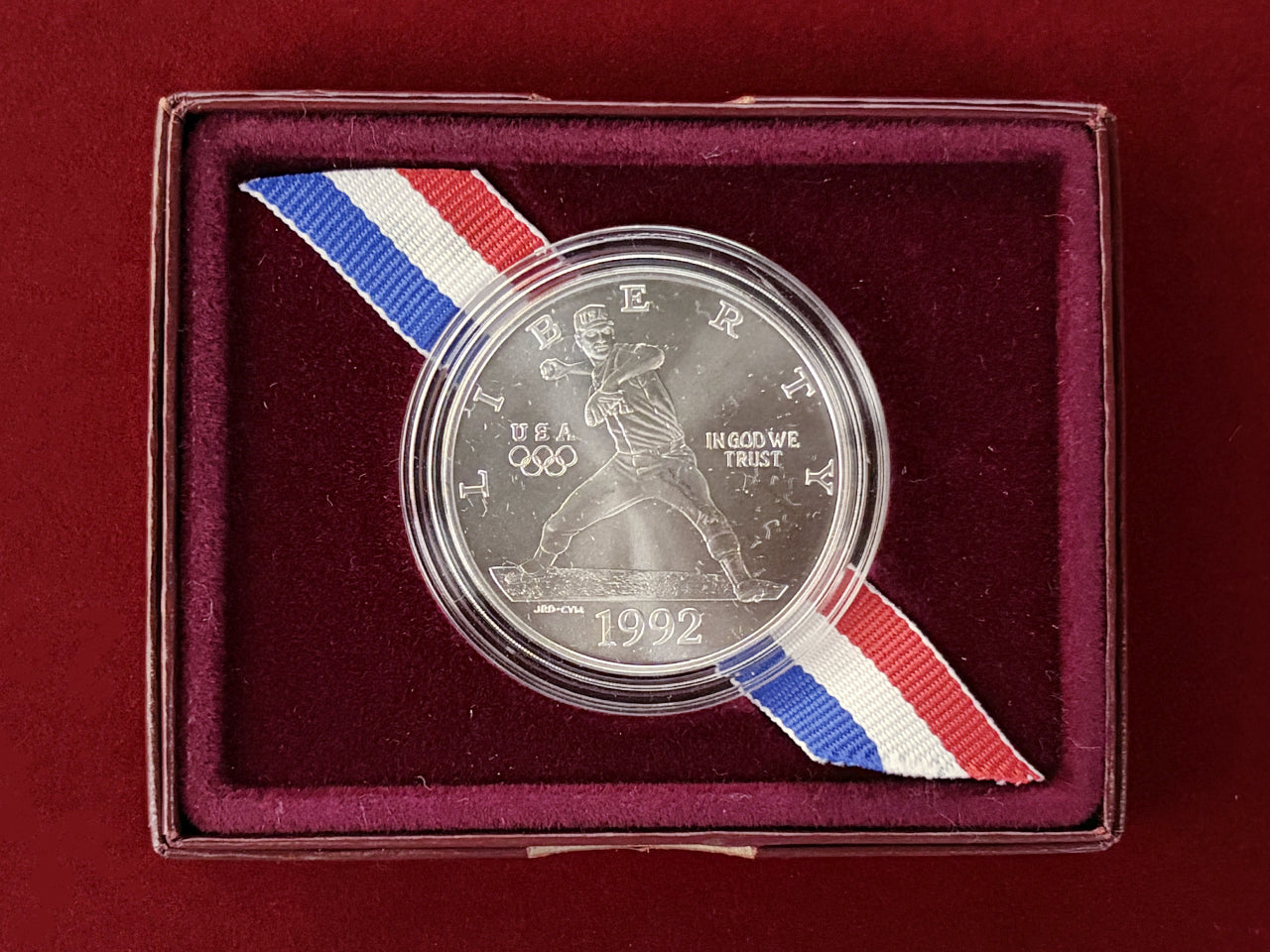 アメリカ】バルセロナオリンピック記念 1ドル 銀貨 野球 1992［B