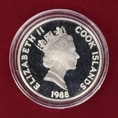 【クック諸島】バスコ・ヌニェス・デ・バルボア 50ドル 銀貨 プルーフ 1988［B-0000494］