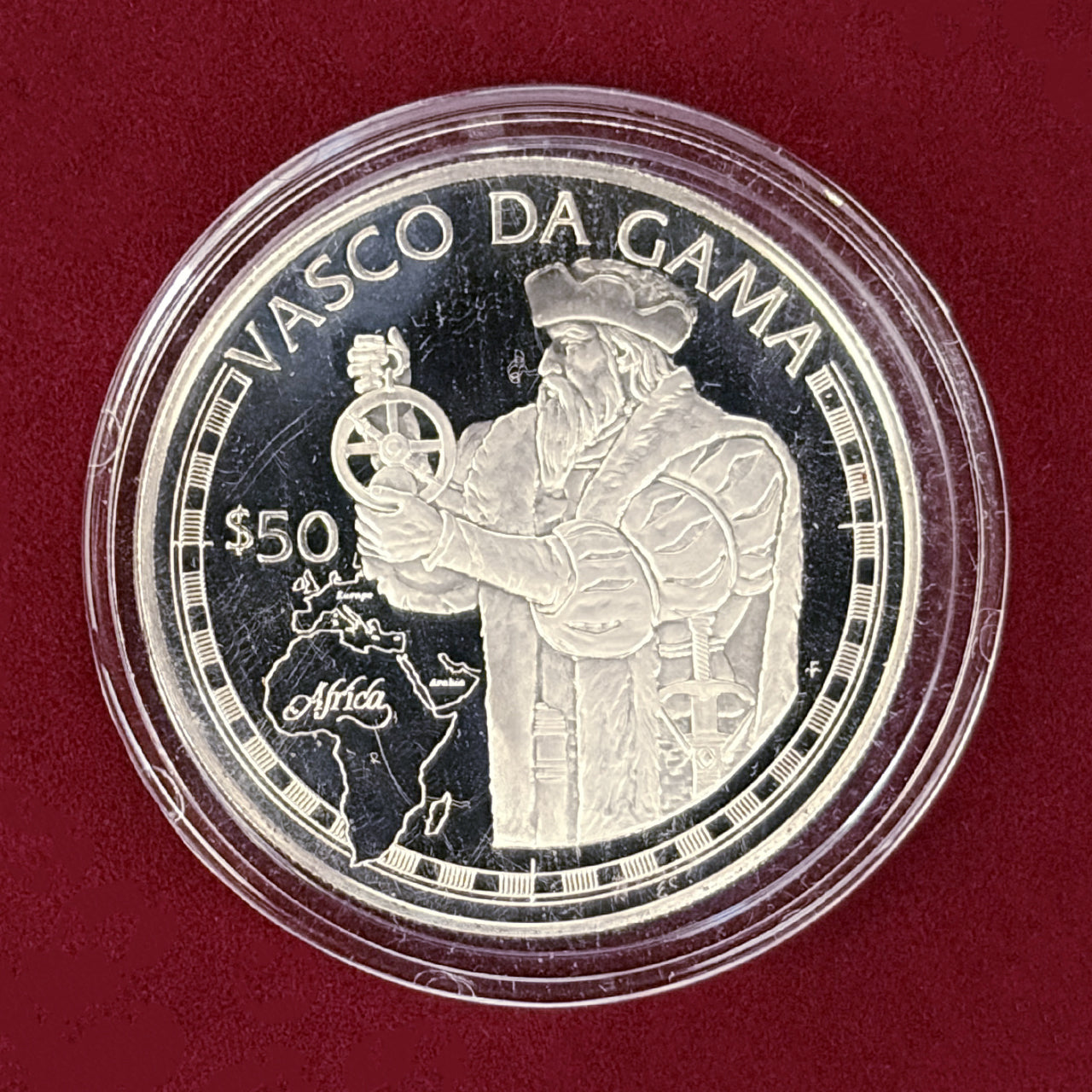 【クック諸島】バスコ・ダ・ガマ 50ドル 銀貨 プルーフ 1988［B-0000495］