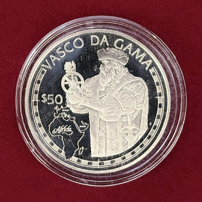 【クック諸島】バスコ・ダ・ガマ 50ドル 銀貨 プルーフ 1988［B-0000495］