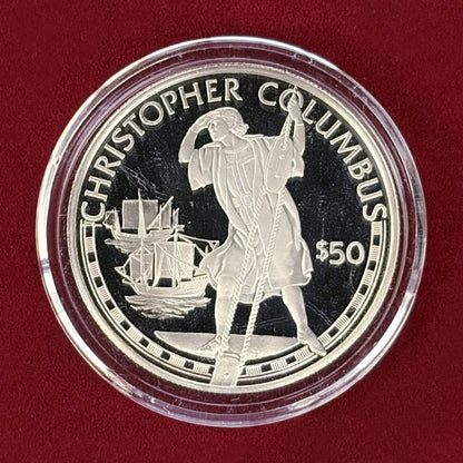 【クック諸島】クリストファー・コロンブス 50ドル 銀貨 プルーフ 1988［B-0000496］