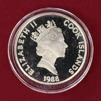 【クック諸島】サー・フランシス・ドレーク 50ドル 銀貨 プルーフ 1988［B-0000497］