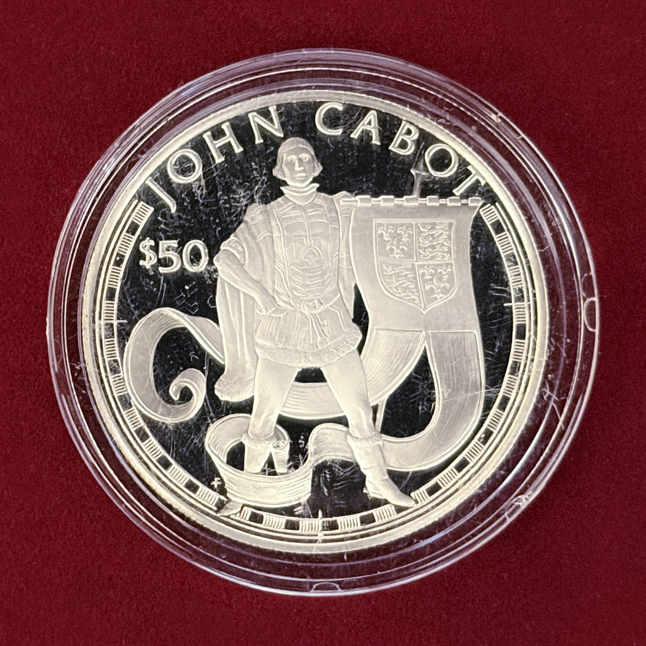 クック諸島】ジョン・カボット 50ドル 銀貨 プルーフ 1988［B-0000500