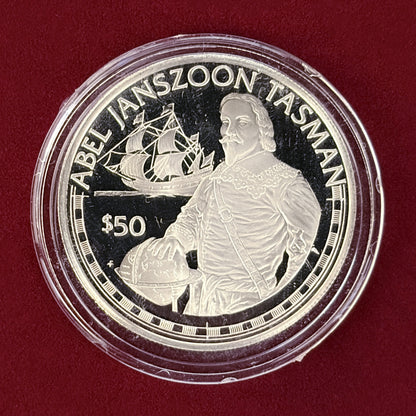 【クック諸島】アベル・ヤンスゾーン・タスマン 50ドル 銀貨 プルーフ 1988［B-0000501］