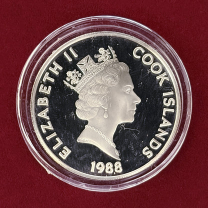 【クック諸島】アベル・ヤンスゾーン・タスマン 50ドル 銀貨 プルーフ 1988［B-0000501］