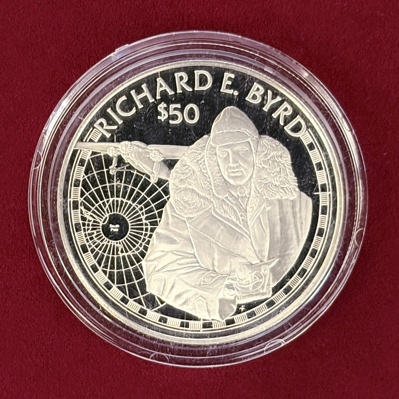 【クック諸島】リチャード・イヴリン・バード 50ドル 銀貨 プルーフ 1988［B-0000503］