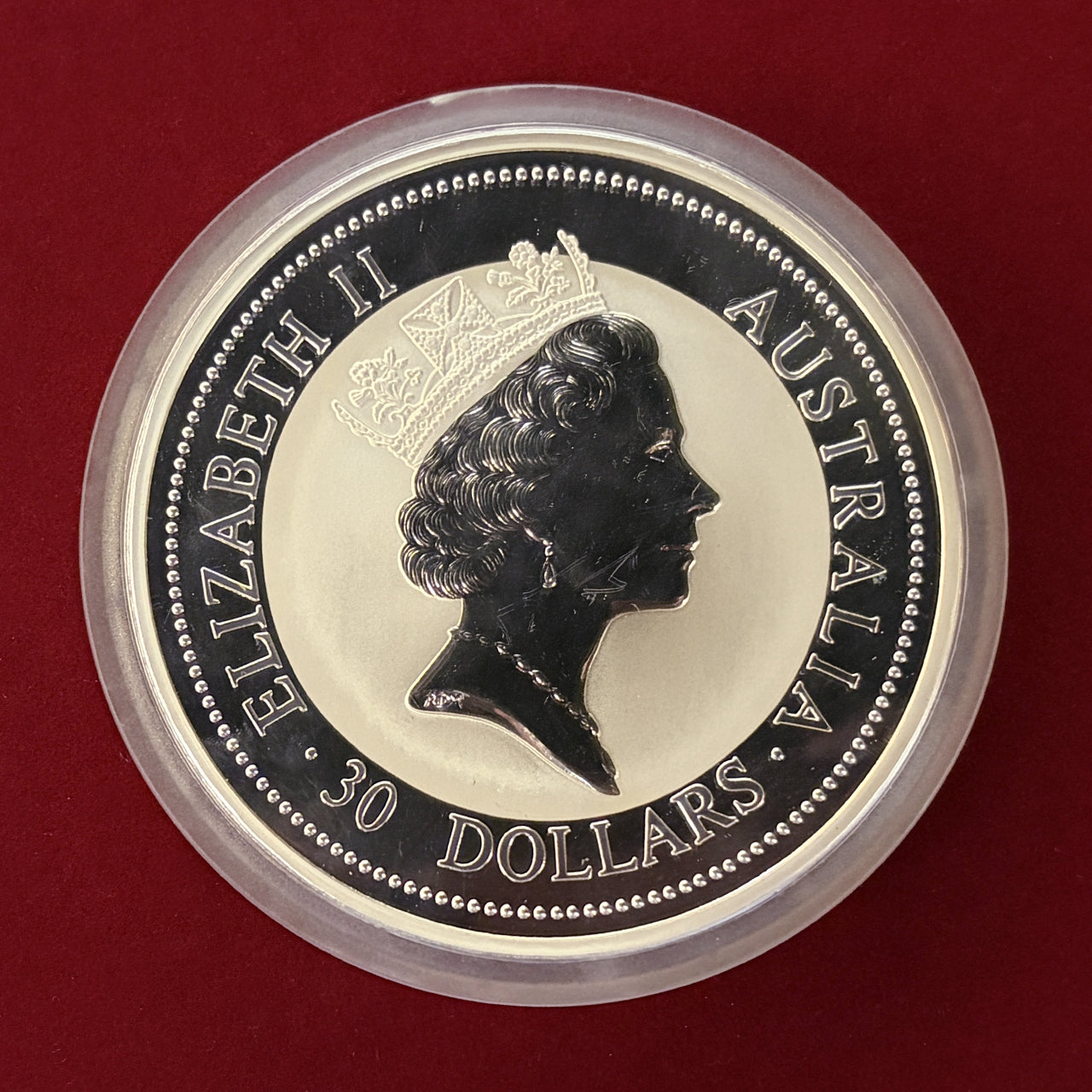 オーストラリア】ワライカワセミ 30ドル 1kg銀貨 プルーフ 1996［B