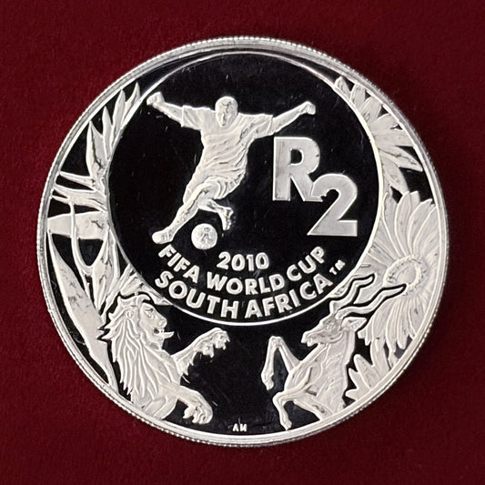 【南アフリカ】2010年FIFAワールドカップ南アフリカ大会記念 2ランド 銀貨 プルーフ 2008［B-0000516］