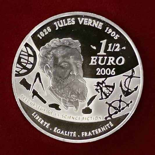 【フランス】ジュール・ヴェルヌ没後100周年記念 地底旅行 1.5ユーロ 銀貨 プルーフ 2000［B-0000524］