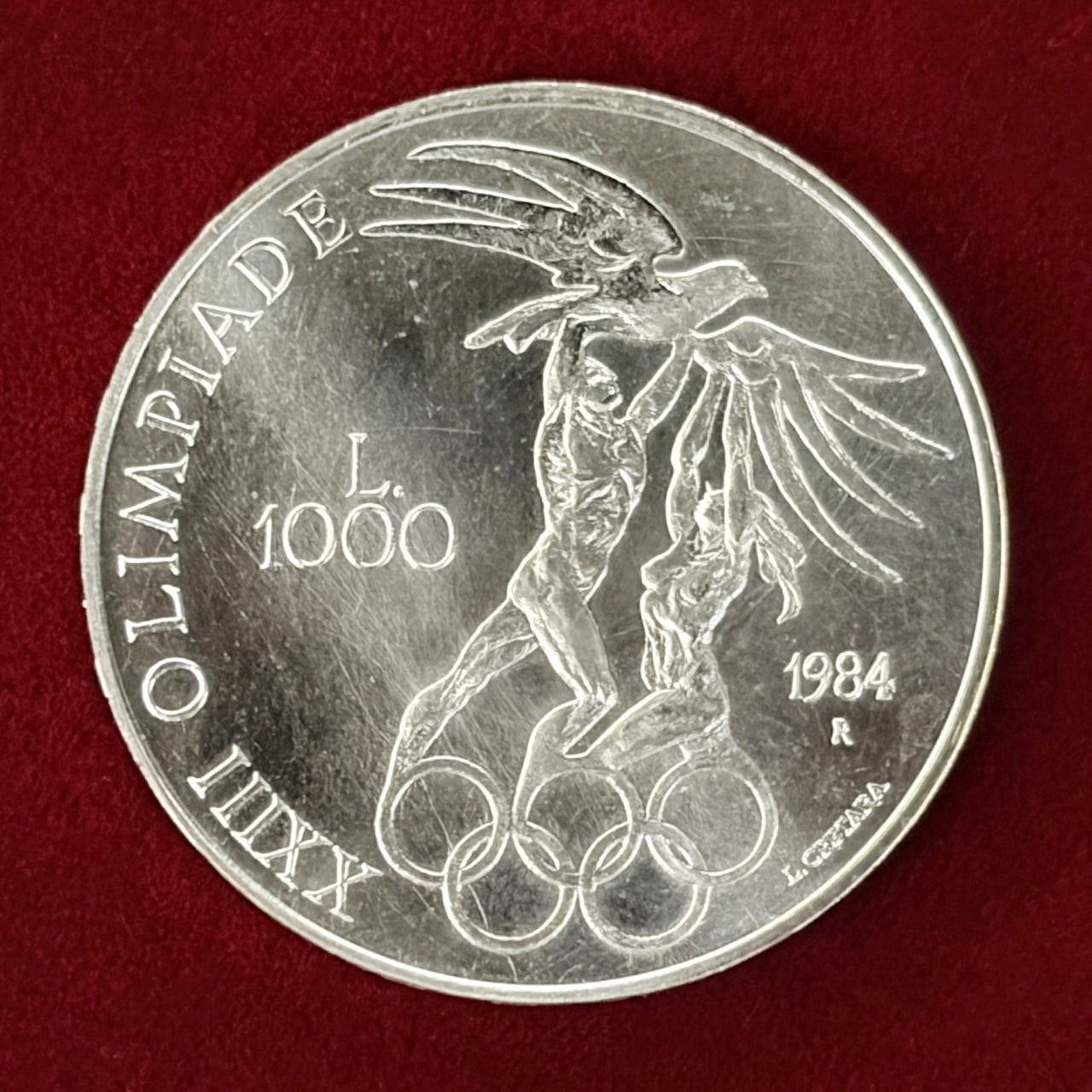 San Marino 1984 Los Angeles Olympic Games Commemorative 1000 Lira Silver Coin [B-0000527]