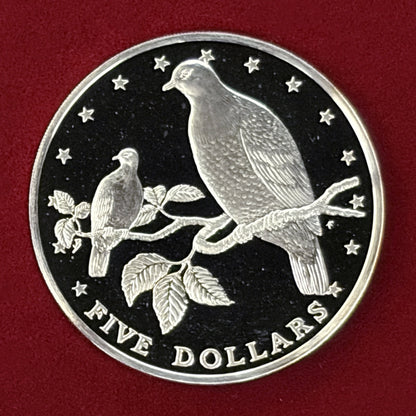 【クック諸島】野生動物保護 ラロトンガフルーツバト 5ドル 銀貨 1979［B-0000531］