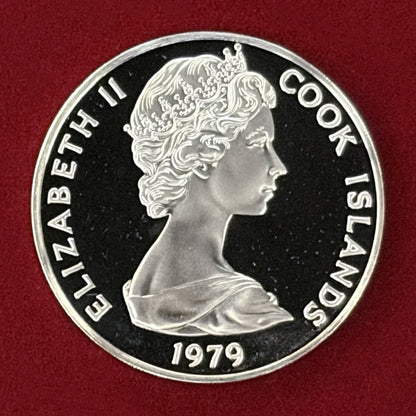 【クック諸島】野生動物保護 ラロトンガフルーツバト 5ドル 銀貨 1979［B-0000531］